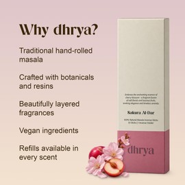 Dhrya Sakura Al-Dar Incense Sticks with Rosewood Incense Holder, 33 Sticks