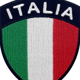 EmbTao Italy Shield Flag Patch Embroidered Applique Iron On Sew On Italian National Emblem