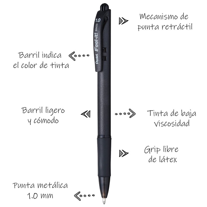 Pentel BX420BP3-A Bolígrafo Rt Feel-It 1.0 mm BP 3 piezas