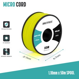 Brotree Micro Cord 1.18 mm 50 m Spool Paracord Cord Polyester Rope for Bracelet, Crafts and DIY - 45 kg Breaking Load (Neon Yellow)