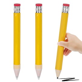 FOIMAS 3pcs Giant Wooden Pencils,13.4 Inch Novelty Jumbo Pencil Prop with Eraser for School Office Prop Supply Novelty Gift,Yellow