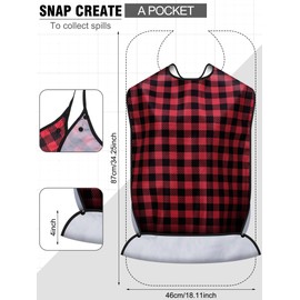 10 Pcs Adult Bib for Eating Washable Waterproof Clothing Protector with Crumb Catcher Reusable Large Bibs for Men Elderly Women Senior, Assorted Plaid Patterns Multi
