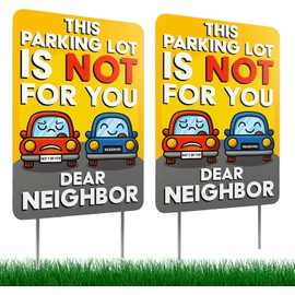2 PC Aluminum No Parking Signs with Stackes, 8x12 Reflective Dear Neighbor Do Not Park Sign