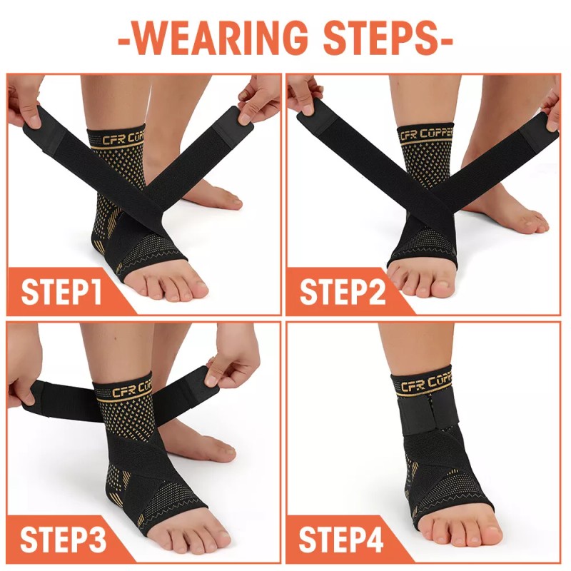 CFR Copper Ankle Support Brace Foot Compression Sleeve Arthritis Tendonitis