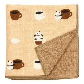 Hamamonyo Washed Towel Handkerchief, Panda Cappuccino, Beige