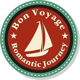Zirni Bon Voyage Romantic Journey Vintage Vacation Travel Label Sticker Decal Design