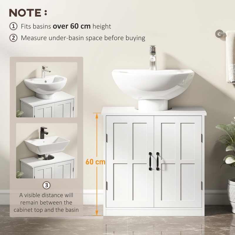 kleankin Pedestal Sink Storage Cabinet, Under Sink Cabinet with 2