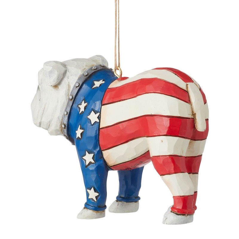 Enesco Jim Shore Patriotic Bulldog Hanging Ornament, 2.87in H