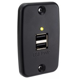 RecPro RV Black Dual USB Charger Outlet | 5V | 2.4 Amp | 2 Wire | LED