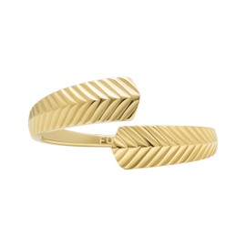 Fossil Women's Ring, Harlow Linear Texture Gold-Tone Stainless Steel Wrap Ring