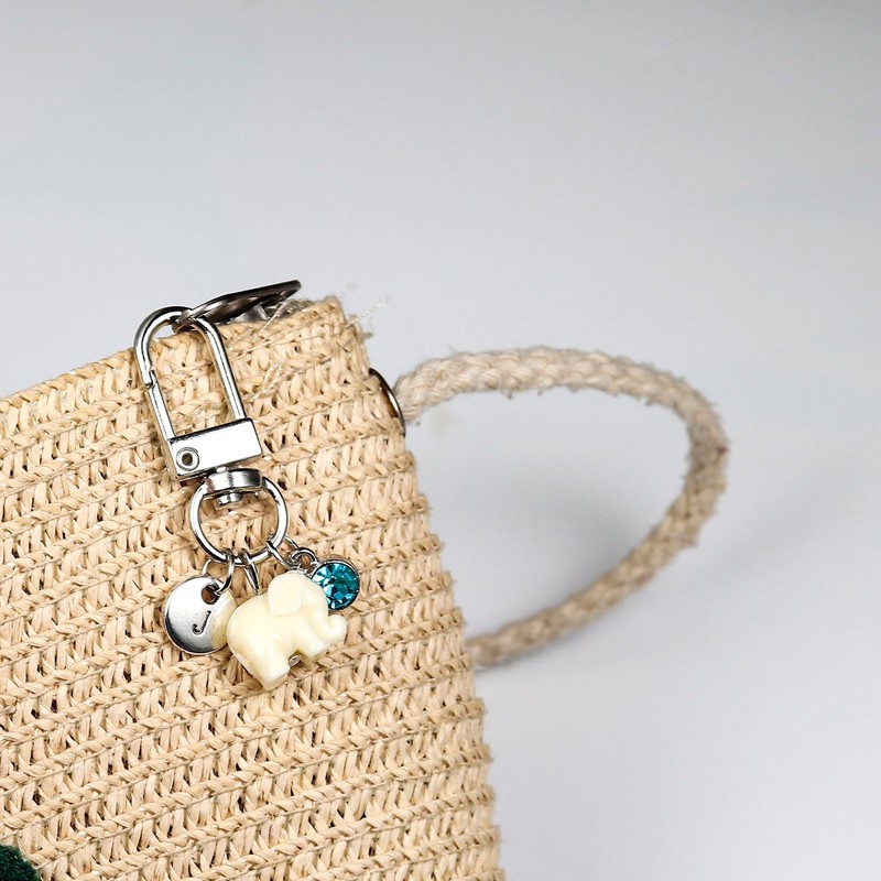 ChungLong0593 Travel Elephant Keychain, Cute Elephant Keyring with Wish Card