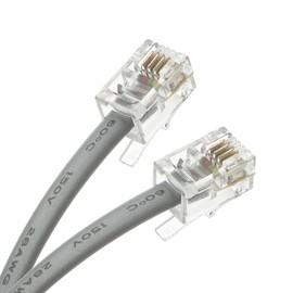 TENINYU RJ9 4P4C 4 conductores rectos modulares de extensión de datos de teléfono cable plano plateado 2 unidades