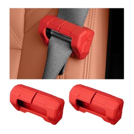 Wevdn - 2 fundas de hebilla para cinturón de seguridad de coche, protector de hebilla de silicona antiarañazos, 7 colores de moda para cinturón de seguridad, accesorios de coche (rojo)