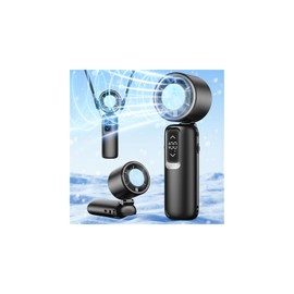 Portable Handheld Turbo Fan, 1-100 Gear Wind, Battery Operated, Up to 23 Working Hours, 3 IN 1 Personal Fan with Air Turbo Tech, Cooling Essentials for Indoor/Outdoor (Metallic Glossy Black)