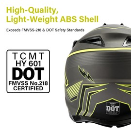 TCMT Motorcycle Dirt Bike Off-Road Motocross ATV Mountain Bike Full Face MX Helmet for Men Women DOT Approved