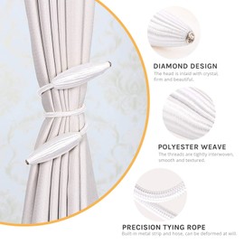 Pretty Jolly 2 Pack Curtain Tiebacks for DIY Creative Decorative European Style Random Modeling Home Office Window Darkening and Sheer Curtains White