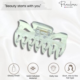 Parcelona French Classic Crystal Clear Covered Spring Celluloid Jaw Hair Claw Clip Clutcher
