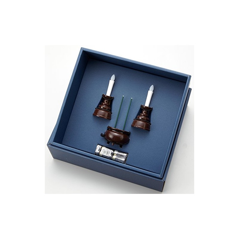 旭電機化成(Asahi Denki Kasei) 電子の火で安心・安全 スマイルキッズ 安心のろうそく・お線香セット ブラウン (ろうそく2個・お線香 1個入りセット) AGI-102DB