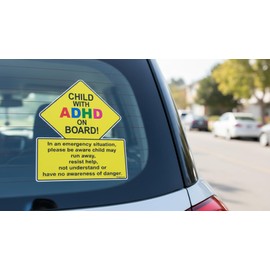 STICKY DUDE | 1 pcs Child with ADHD on Board - 5 inches - Car Truck Decal Sticker. Alert Responders