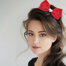 LMYMHMLM Red hair bow for girls,cute bow hair clip for women,red hair bow with alligator hair clip,christmas hair bow,valentines hair bow,hair barrette,hair tie,hair accessory for girls