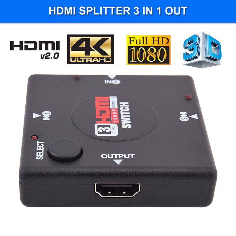 ACLINKER HDMI Switch 3-Port HDMI Switcher Supports Full HD1080p3D