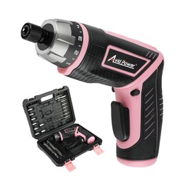 AVID POWER Electric Cordless Screwdriver Set Rechargeable 4V Power Screwdriver Kit with 44pcs Accessories, 5.65Nm Screw Gun, 5+1 Torque Setting, 2 Position Handle with LED Light - Pink Tools for Women