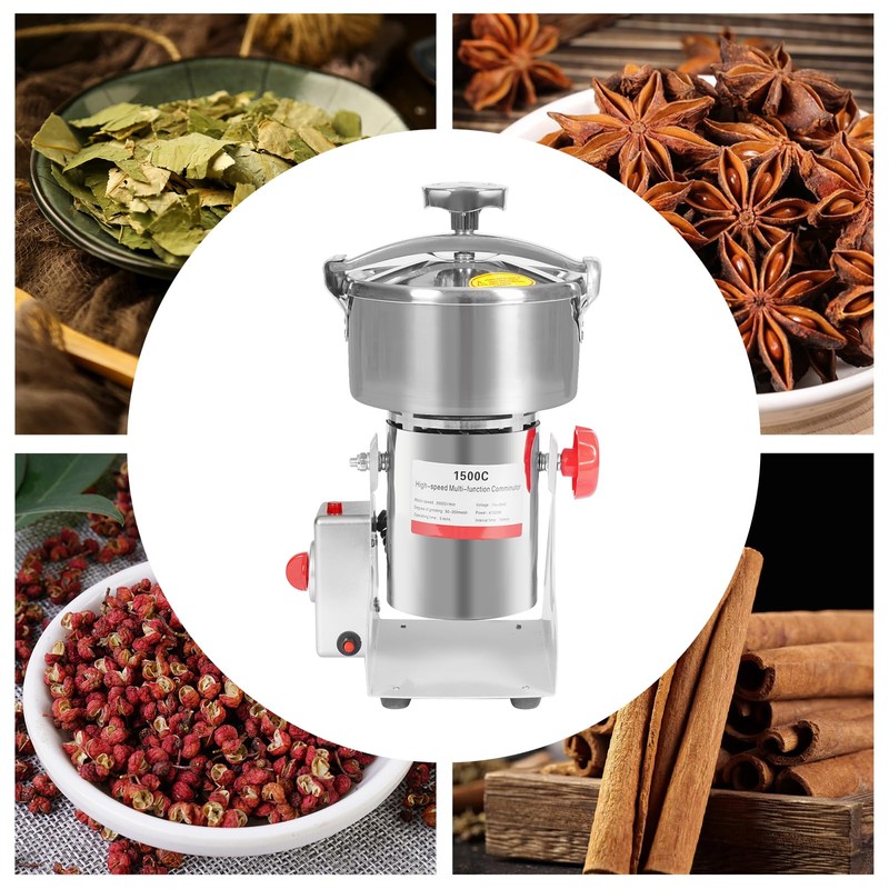 Grain Mill, Electric Dry Cereals Grinder w/Sieve, Stainless Steel Grain