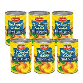 DEL MONTE No Sugar Added Yellow Cling Sliced Peaches, Canned Fruit, 6-Pack, 14.5 oz Can