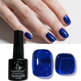 Wimocasy Glitter Gel Nail Polish 7ml Sparkle Jelly Gel Polish Girls Women Soak Off UV Nail Polish for Home Salon DIY Nail Art, Blue