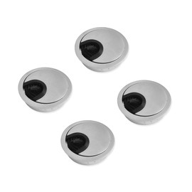 LIKERAINY Cable grommet, round diameter 50 mm, with brush seal made of metal, chrome-plated for inserting to the desk, cable organisation for furniture, cable passage, silver, pack of 4