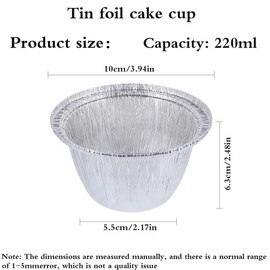 ANQIA 100PCS Disposable Egg Tart Pan Aluminum Foil Pie Trays 220ml Mini Tart Pan Tart Molds Bakeware for Baking