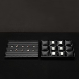 Woodten Black PU Leather Watch Jewelry Storage Tray for Drawer Watch Pillow Organizer Display Tray Showcase