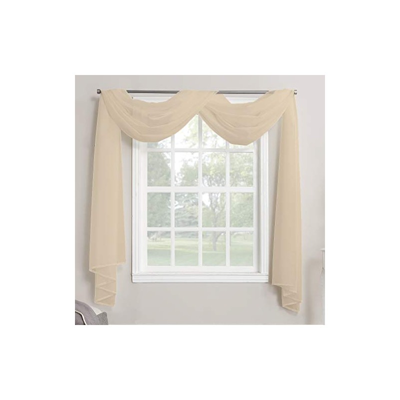Megachest TAILORED VOILE WINDOW SCARF PELMET (mink, 56"X197"X1 Panel)
