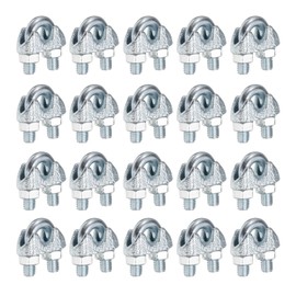 sourcing map 20 Pcs M5 Steel Wire Rope Clip Clamps, 3/16" Wire Rope U-Bolt Cable Clamps Saddle Fastener FOR Wire Rope Rigging Tent Rope Guardrail System