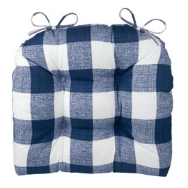 Klear Vu Wicker Solarium Indoor and Outdoor Chair Cushions for Patio Furniture, Kitchen and Dining Room, Water-Resistant Seat Pads, 19x18 Inches, 2 Pack, Navy