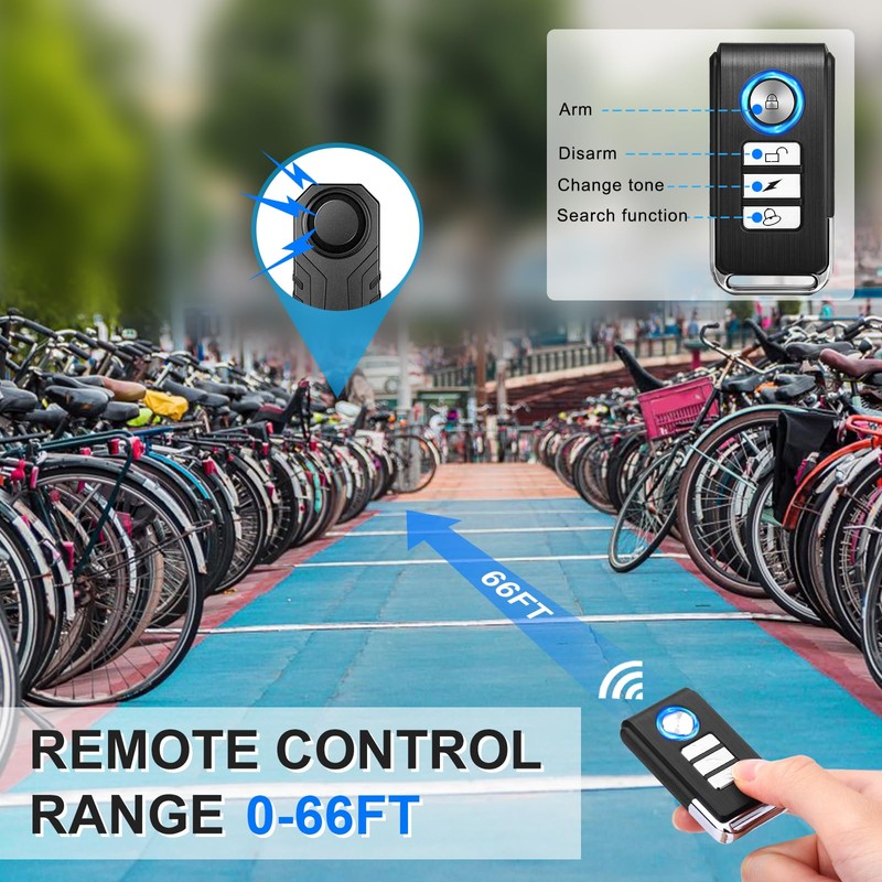 ZEXMTE Bike Alarm Wireless Vibration Motion Sensor 113dB Waterproof Motorcycle
