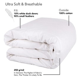 Organic Club. All-Season, Lightweight Down Comforter Filled with 30% Down. Soft and Durable 100% Cotton., All Season Duvet Insert Medium Warmth, Cloud Soft Hote (Queen: 87 х 87" (220 х 220 cm);)