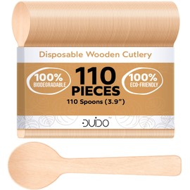 Disposable Wooden Spoons – 110 Pack 3.9 Inch Mini Wooden Spoons, Biodegradable Sample Spoons
