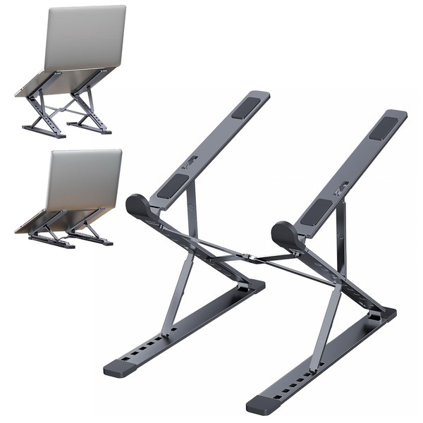 Domstar Laptop Stand, Height and Angle Adjustment, Foldable, Anti-Slip, Portable,