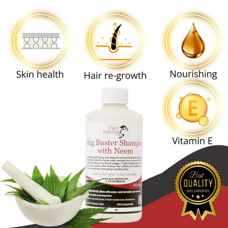 Bug Buster Neem Horse Shampoo, 250 ml, Natural Plant Based