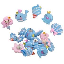30 pcs Cute Ocean Animal Push Pins Decorative Thumbtacks Ocean Series Drawing Pins Cork Board Photo Wall Decorative Thumbtacks Nail Office Supplies