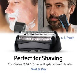 VIDSA 3 Pack 32B S3 Electric Replacement Heads for All Series 3 Shavers, Suitable for S3 3040s 3080s-4 370cc 3070cc 3000s 3010, 3090cc Etc.