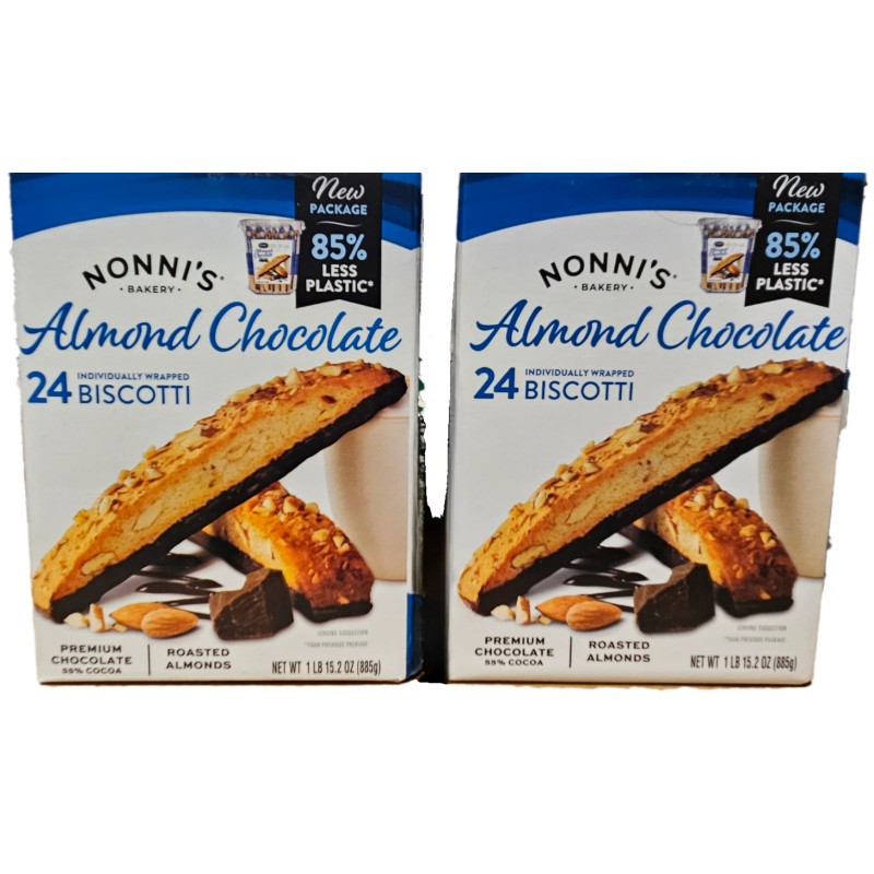 Nonni's 2 boxes - Nonni's Almond Chocolate Biscotti, 24 ct.