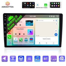 ASKDOTTDA 10" 4+64G Android 13 Car Stereo Apple CarPlay Andriod Auto GPS Navi BT FM Radio