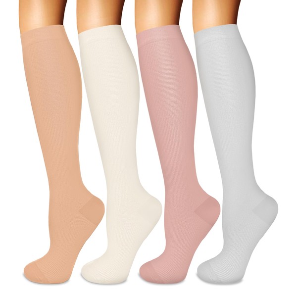 Iseasoo - Calcetines de compresión para mujer y hombre, 20-30 mmHg son los mejores para circulación, correr, atletismo, senderismo, embarazo L/XL
