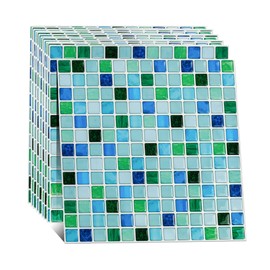 Vsmile Peel and Stick Mosaic Backsplash Tile 10 in. x 10 in. Vinyl Wall Tile 10-Pack (Blue)