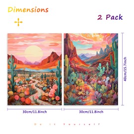 MBNTJHT Scenery Paint by Numbers on Rolled Canvas for Adults,Cactus and Mountains Oil Painting Kits for Beginner,12X16 Inch 2 Pack HD Canvas for Acrylic Painting Kits in Colorful Box.