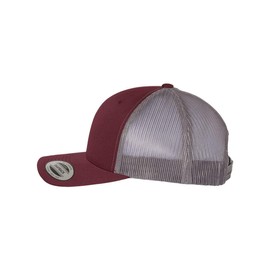 Peterbilt 389 Semi Truck Fully Embroidered Yupoong 6606 Snapback Trucker Fitted Cap Maroon/Grey