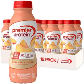 Premier Protein Shake, Peaches & Cream, 30g Protein, No Added Sugar, 24 Vitamins & Minerals to Support Immune Health, 11.5 fl oz, 12 Pack (Packaging May Vary)