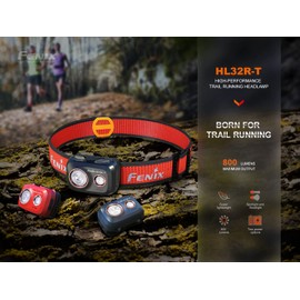 fenix HL32R-T Blue, Lightweight Trail Running, Outdoor, Sports Headlamp | 800 lumens | 132m | 150 Hrs Max | White Spot and Neutral-White Flood LED's | Sport Headband System | IP66